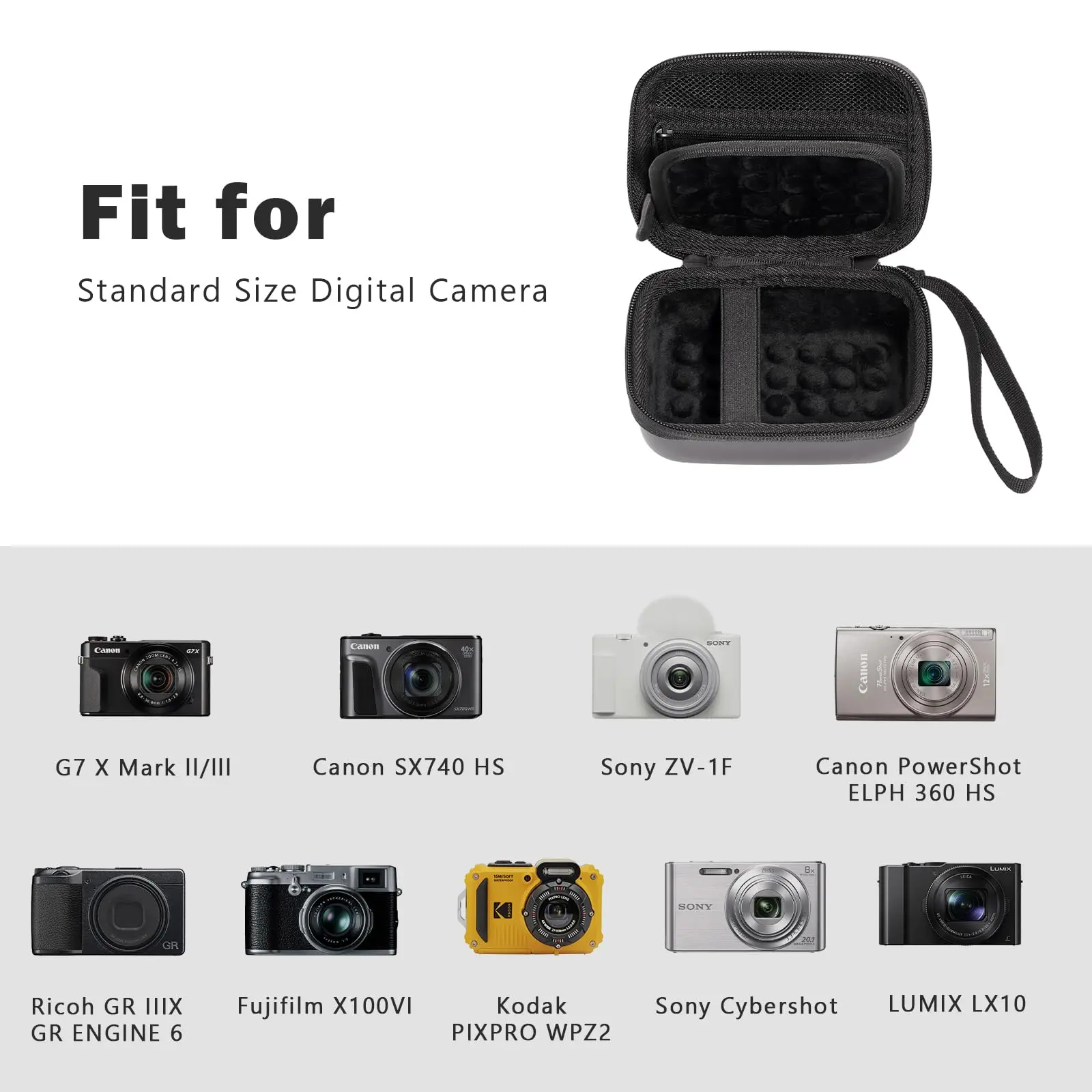 Hard Shell Digital Camera Case for Canon G7X Mark III Mark II, Sony Cybershot, PowerShot SX740, Ricoh GR III, Kodak Pixpro Case