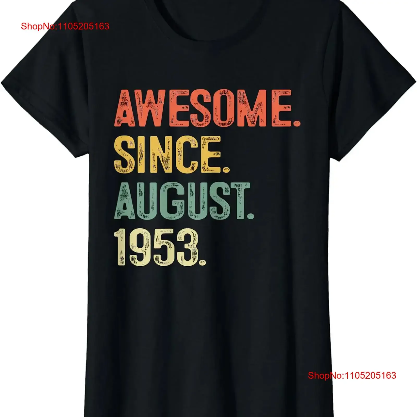 Awesome Since August 1953 Cool Birthday Vintage Ladies' Crewneck T Shirt vintage Washed Soft Stretched Breathable Comfortable