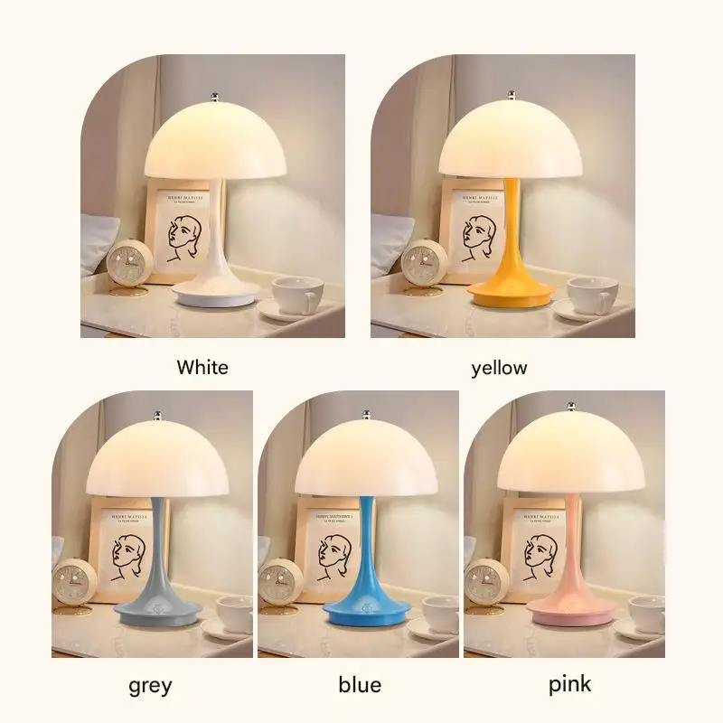 مصباح فطر بسيط وشعبي حديث على الطراز الكريمي لغرفة النوم بجانب السرير مصباح إبداعي صغير الخصر