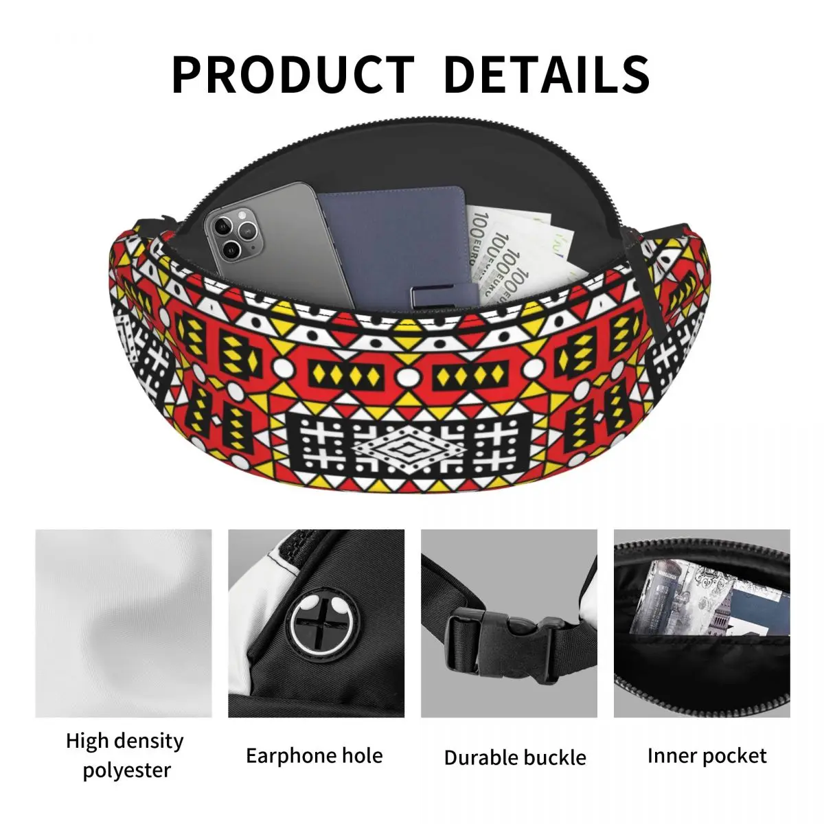 Kizomba Samakaka Ankara Print Fanny Pack Voor Reizen Wandelen Vrouwen Mannen Afrikaanse Wax Ontwerp Crossbody Heuptas Telefoon Geld Pouch