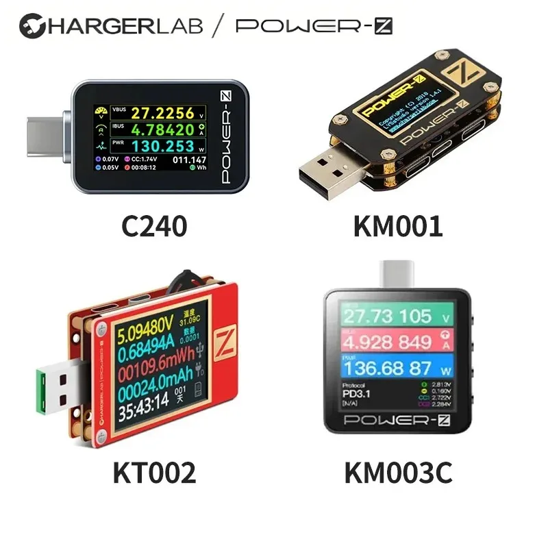 POWER-Z KM003C C240 USB Cable Tester Digital Voltmeter Voltage Current Power Meter PD3.1/QC5.0 Fast Charger Power Bank Detect