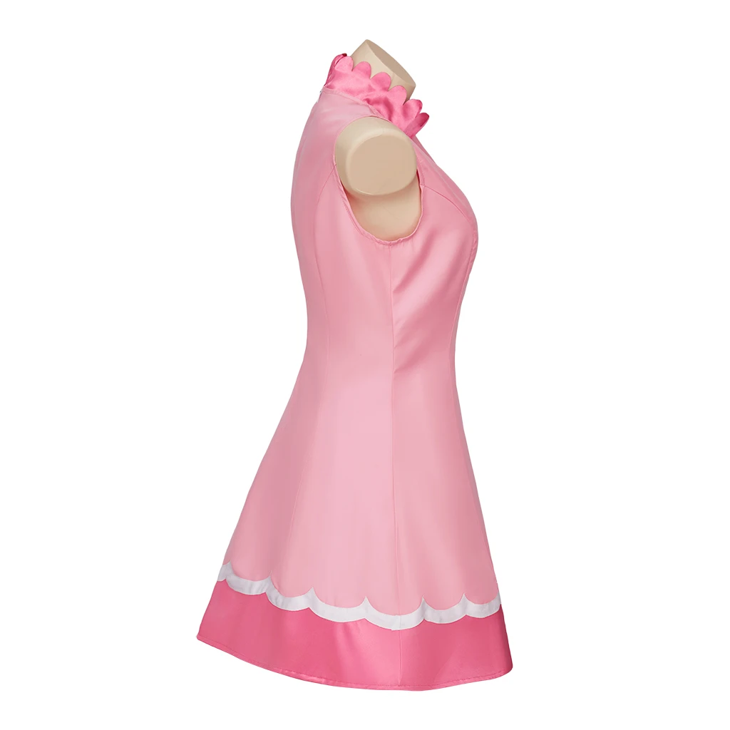 Princess Cosplay Peach Costume Pink Sportswear Peach Tennis Suit Cosplay Outfit Sleeveless Golf Dress with Crown for Halloween