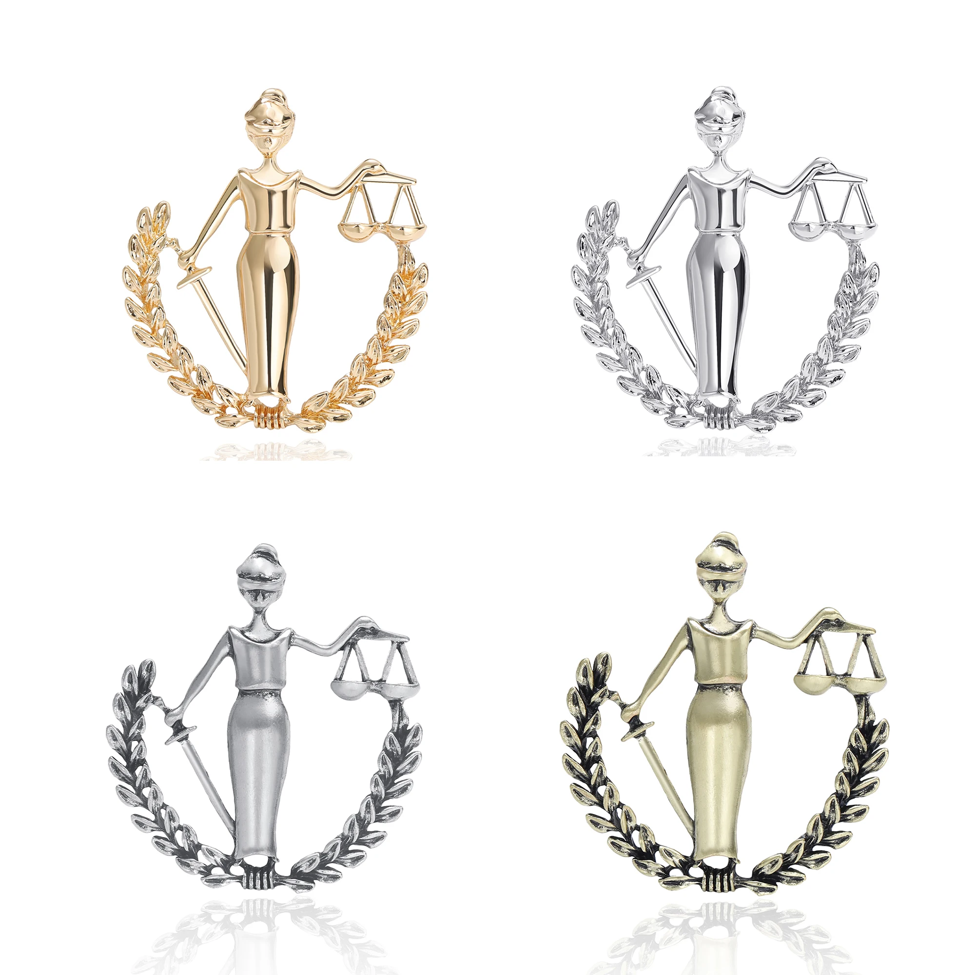 Golden Libra Brooches for Women Fairness Justice Goddess Pin Multicolor Available Party Accessories Gifts