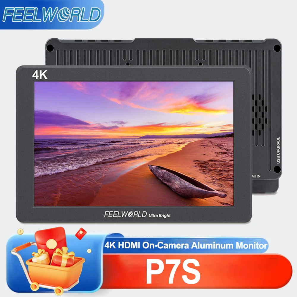 

FEELWORLD P7S 7-дюймовый монитор для камеры с яркостью 2200 нит, видимый при дневном свете, с входами/выходами 3G-SDI HDMI, отображением формы сигнала, в прочном алюминиевом корпусе, 1920x1200