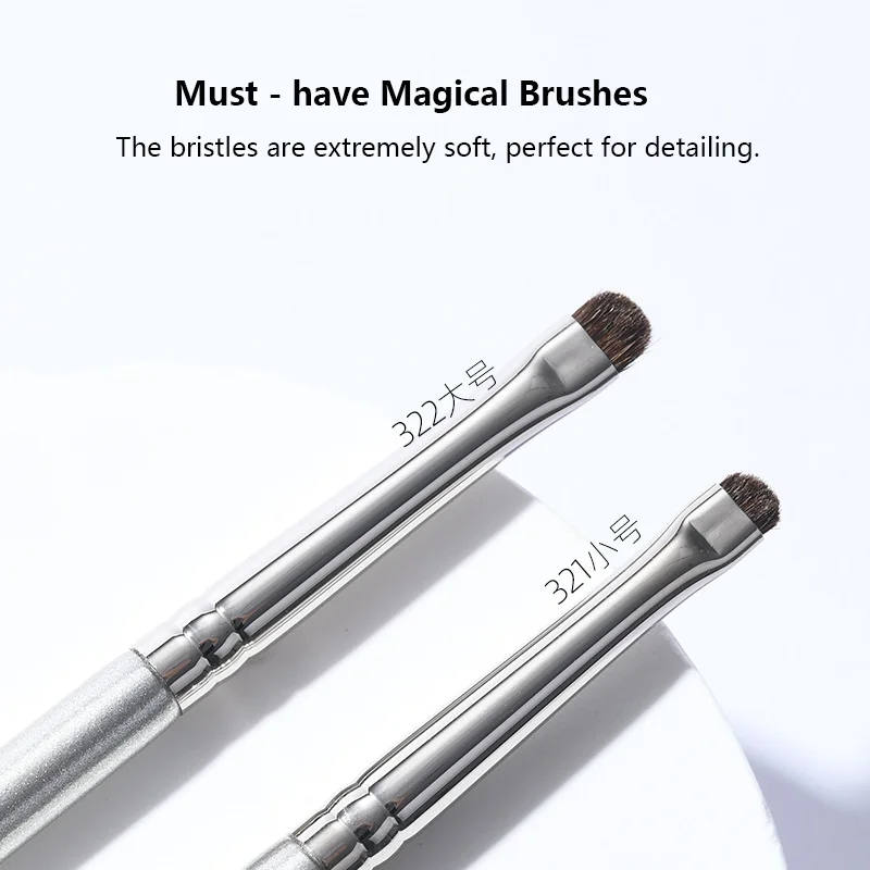 3 Stück Pony Hair Augen-Make-up-Pinsel – Eyeliner-Detaillierung, Misch- und Concealer-Pinsel mit Kupferhülsen für präzise Anwendungen