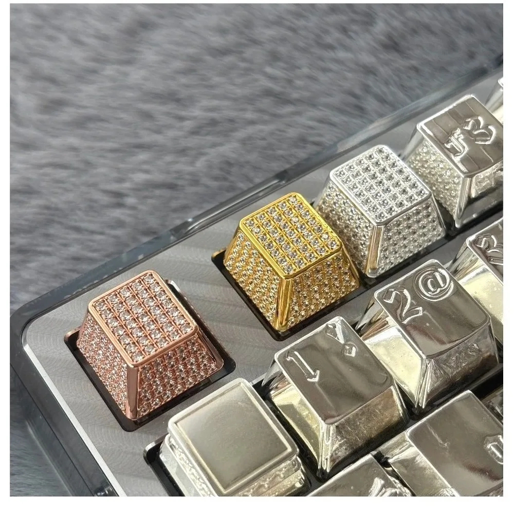 925 Sterling Silver Keycaps Esc 1u Custom Cherry Point Key Cap Enter 2.25u Diamond Keyboard Cap Mechanical Keyboard Accessory