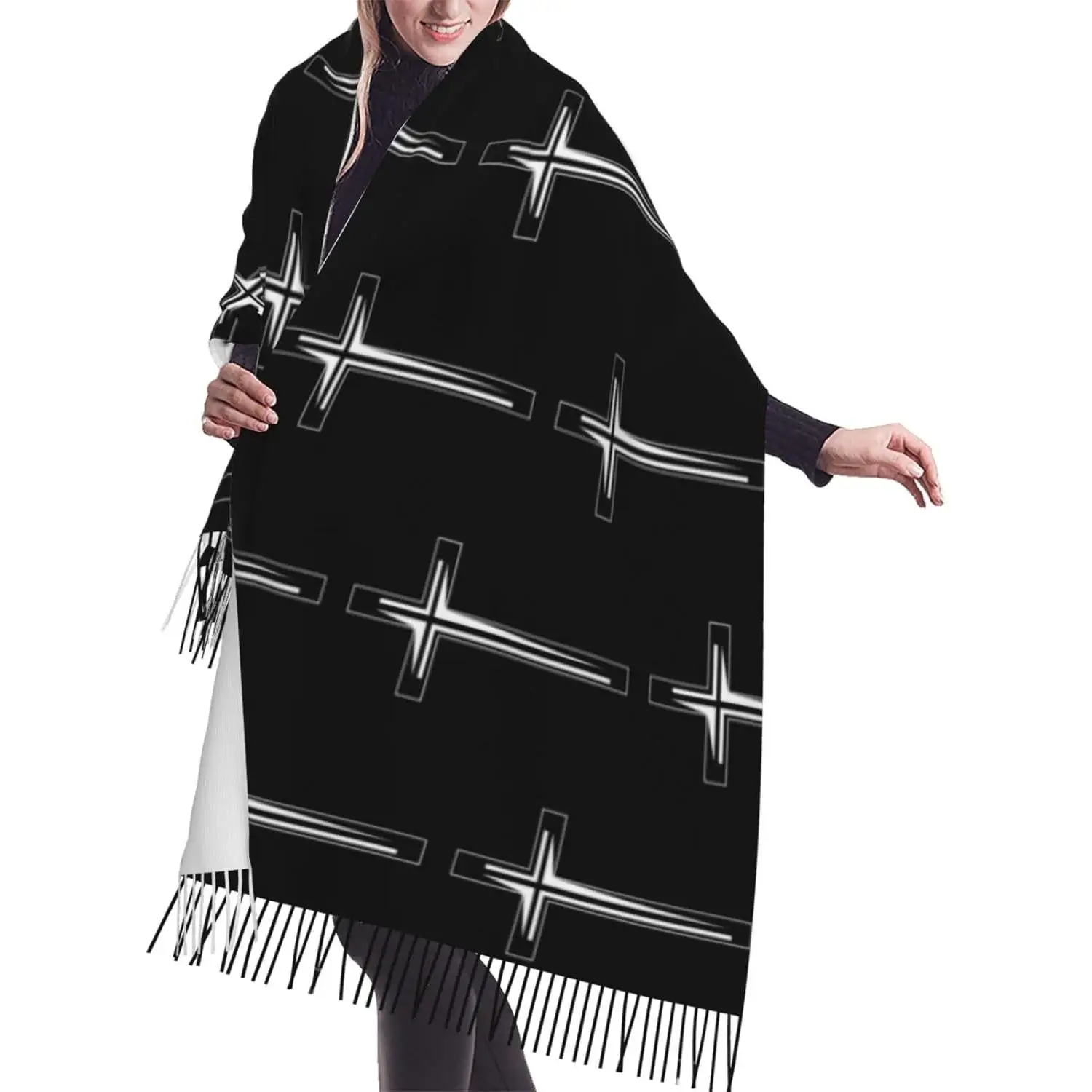 

Шарф с кисточками, шаль для женщин, женские осенние и зимние вечерние платья, шарфы, уникальные христианские подарки, повседневные путешествия, офис