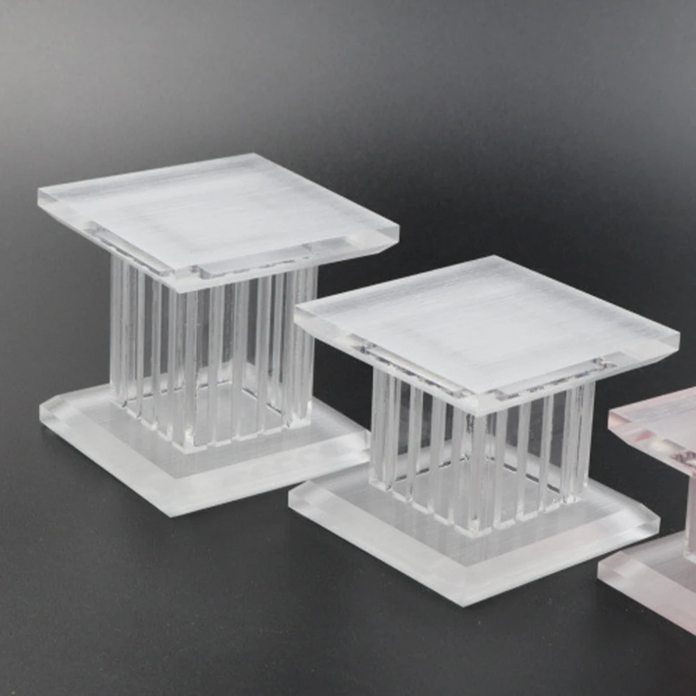 3pcs Tabletop Jewelry Display Stand Multi-use Action Figurine Display Holder Acrylic Roman Pillar Pedestal Transparent Shelf NEW