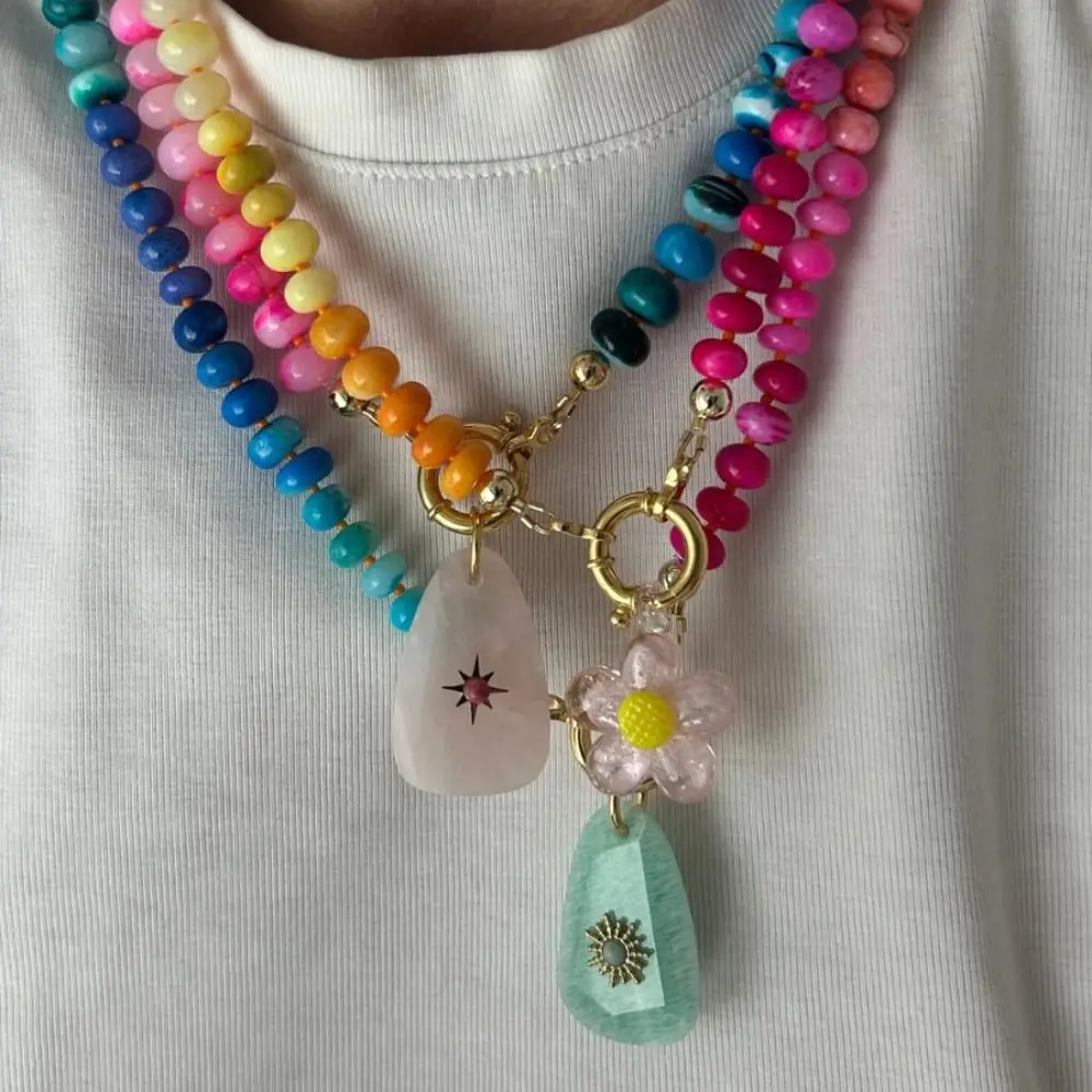 

Fashion Bohemia Flower Necklace Colorful Handmade Floral Chain Choker Charms Jewelry Beads Pendant Necklace Summer