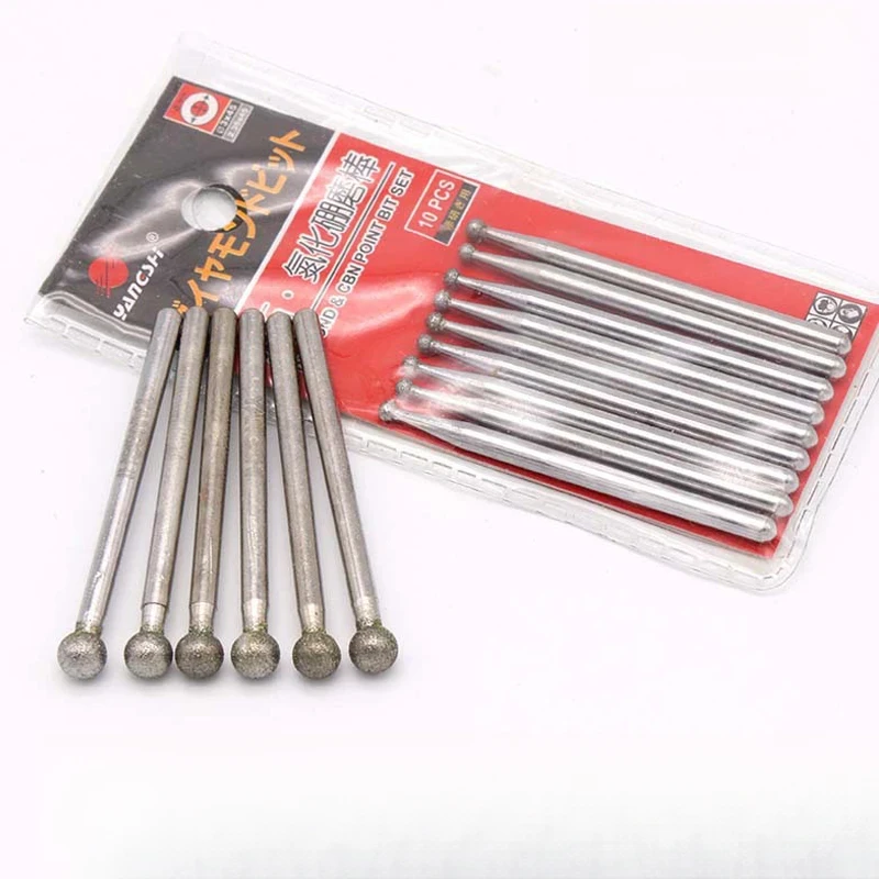 1-10 قطعة 3 مللي متر عرقوب 1 مللي متر-6 مللي متر الكرة الماس و CBN رأس مطحنة لدغ نقطة نحت لقم نحت ل اليشم الزجاج دريمل أدوات دوارة