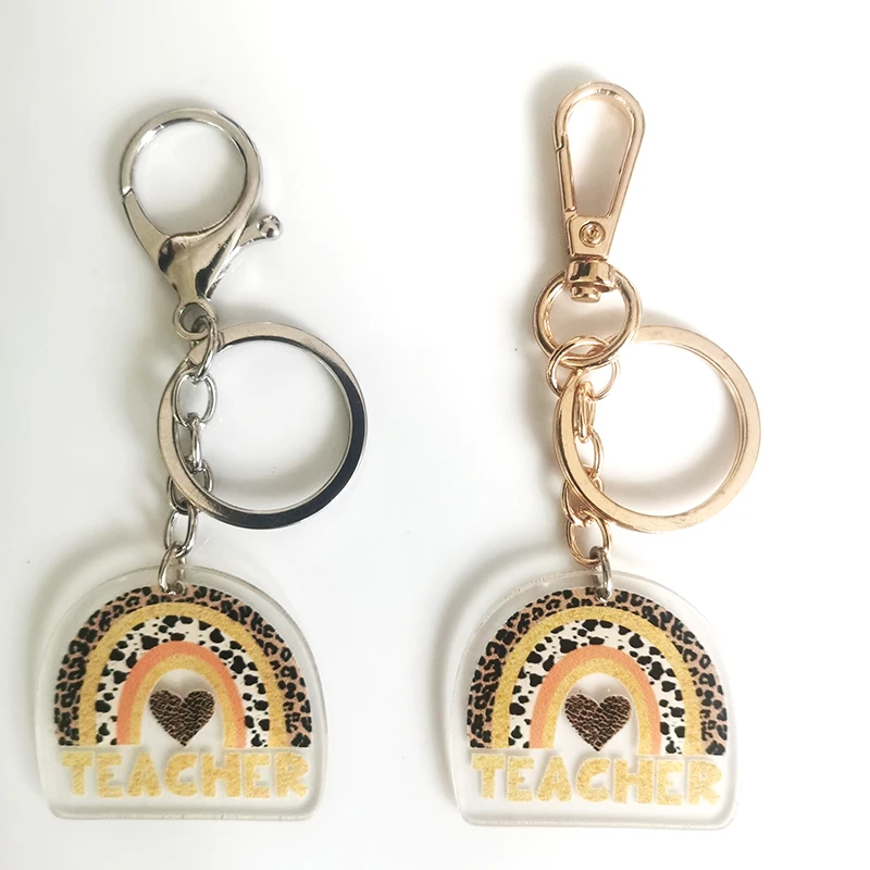 Thank You Teacher A Great Teacher Rainbow Keyring Cute Teacher keychian Ladies Men Leave Teacher Mentor Gift Ideas