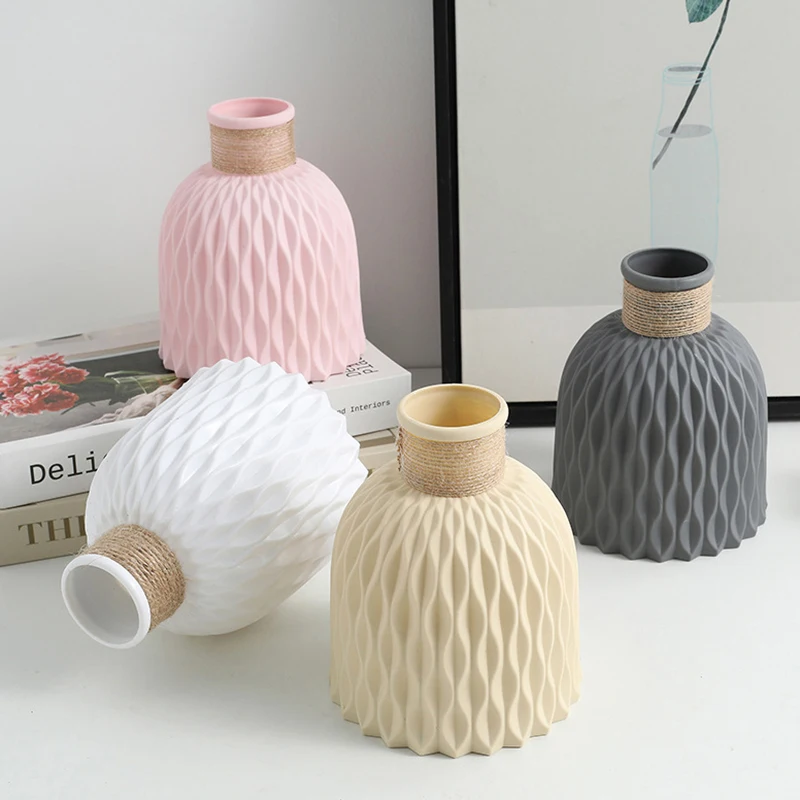 Water Ripple Plastic Vase Wave Flower Pot Arrangement Modern Nordic Style Home Living Room Desktop Decoration Ornament