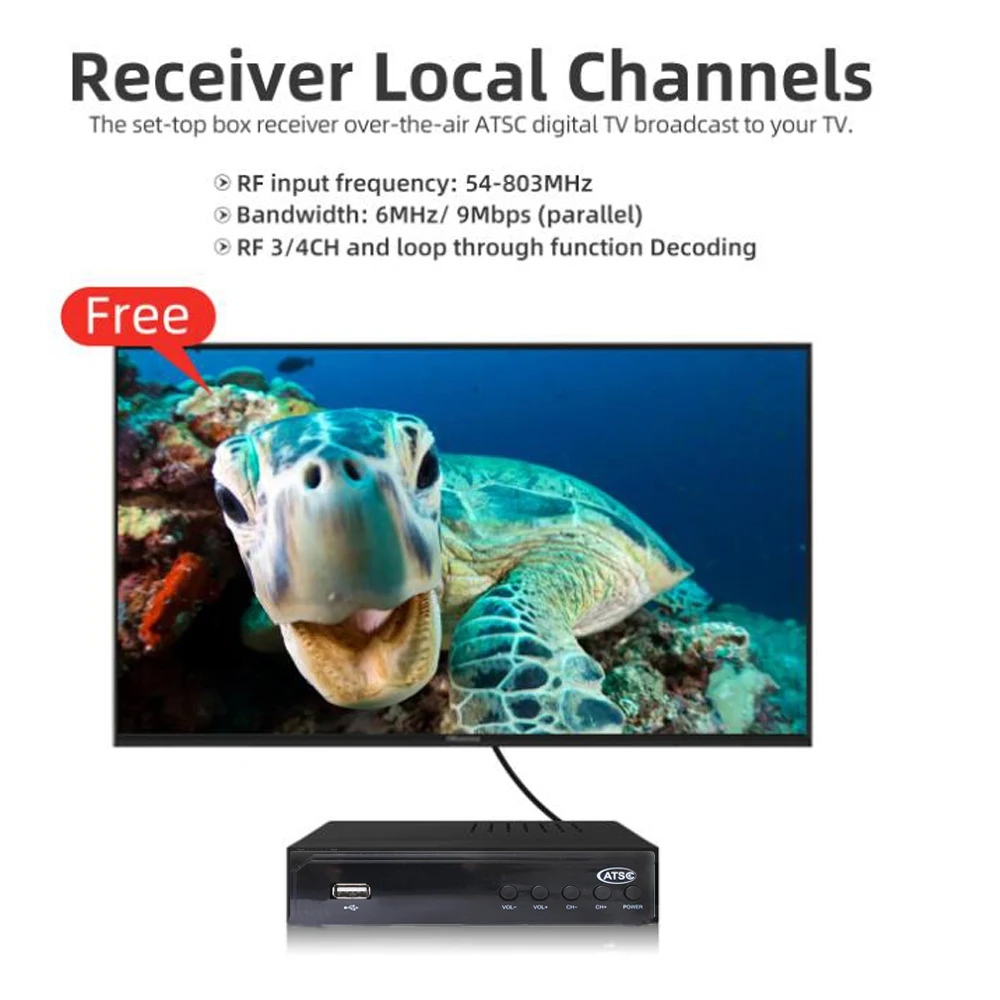 ATSC-T terrestrial Receiver TV Digital ATSC ทำงานได้ที่สหรัฐอเมริกาแคนาดาเม็กซิโกจูนเนอร์ทีวีเกาหลี ATSC-T ตัวแปลงสัญญาณ ATSC T