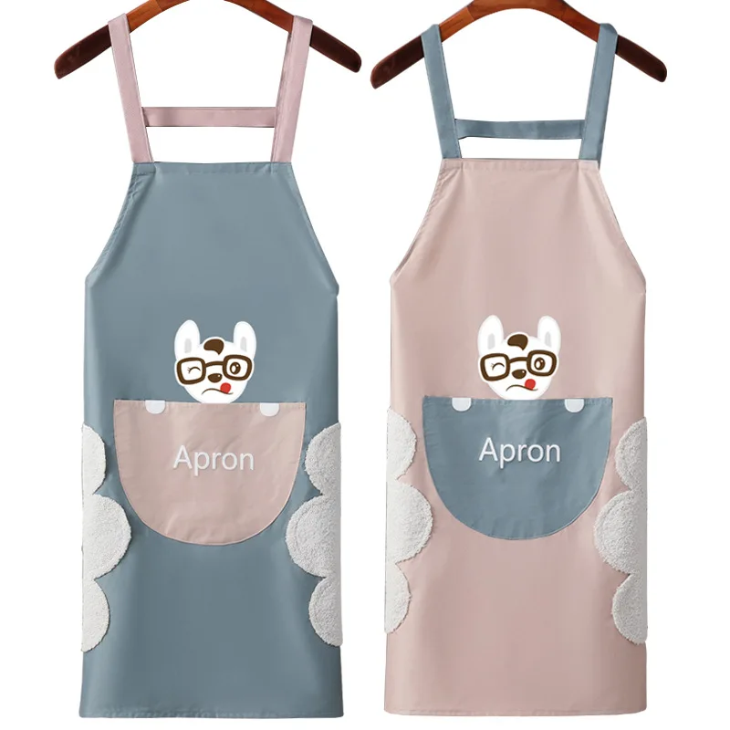 Cute Puppy Kitchen Household Cook Apron Can Wipe Hand Waterproof Oil Proof Easy To Clean Work Resistant To Dirt Cartoon Clothes