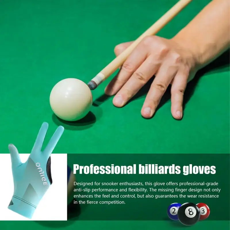 Cue Sports Gloves Non-Slip Soft Billiards Gloves Unisex Billiards Accessories Cue Action Gloves For Amateur Or Professional