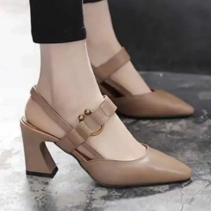 Fashion Sandals Women Office Career Strange High Heels Women Shoes Pointed Toe Circle Buckle Strap Summer Sandals Plus Size