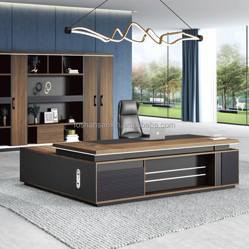 Luxury Executive Desk Office Furniture L Shape Boss Manager Executive Office Desk With Wood Computer Table