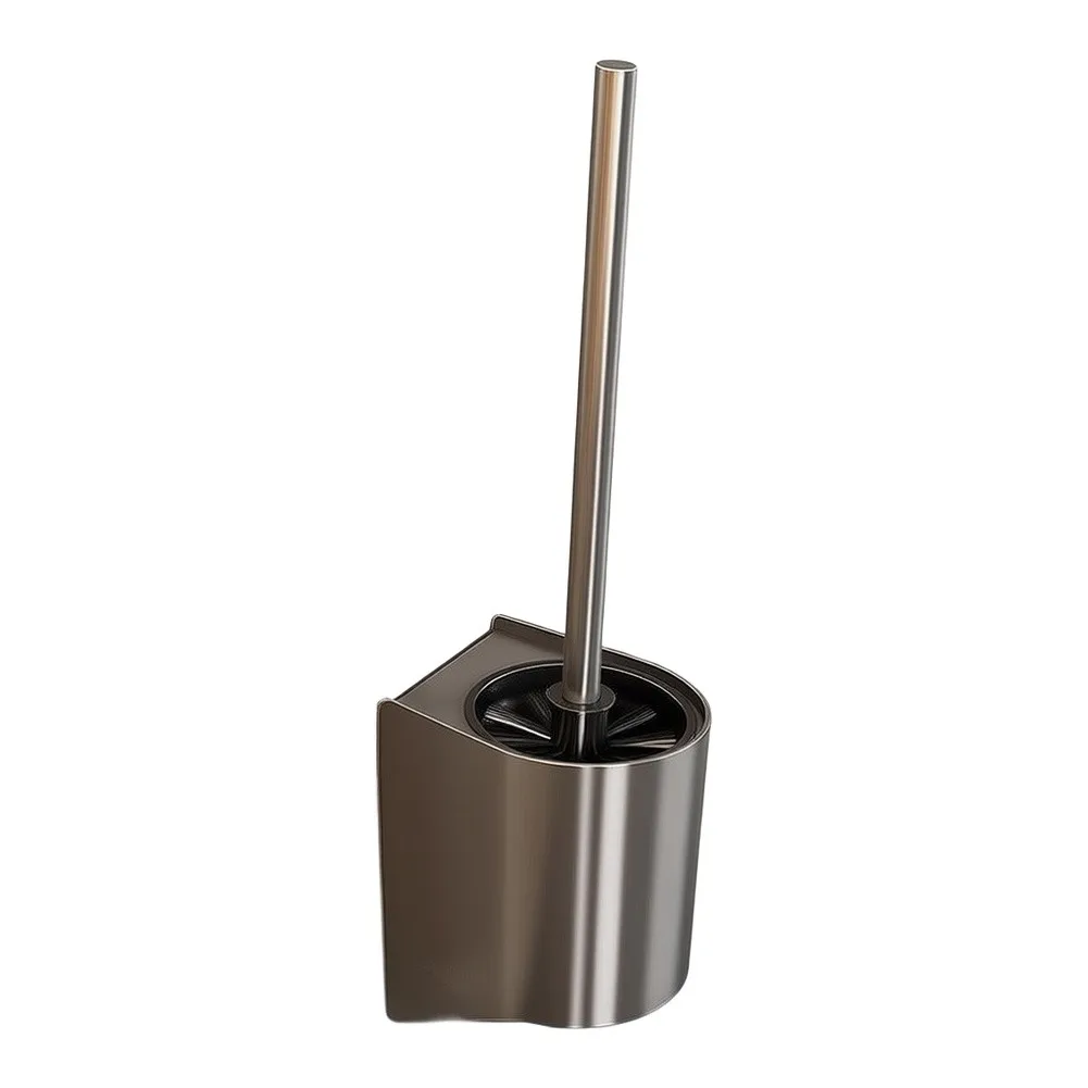 Rust Resistant Cleaner Tool Wall Mounted Toilet Brush 360-degree Cleaning Bristles Easy Setup Mounting Tape Standard Version