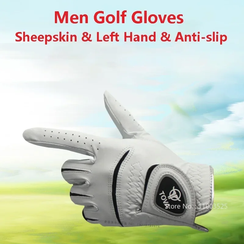 1 Piece Men Sheepskin Left Hand Golf Gloves Male Breathable Slip-resistant Mittens Men Anti-sweat Full Finger Golf Gloves Hiking