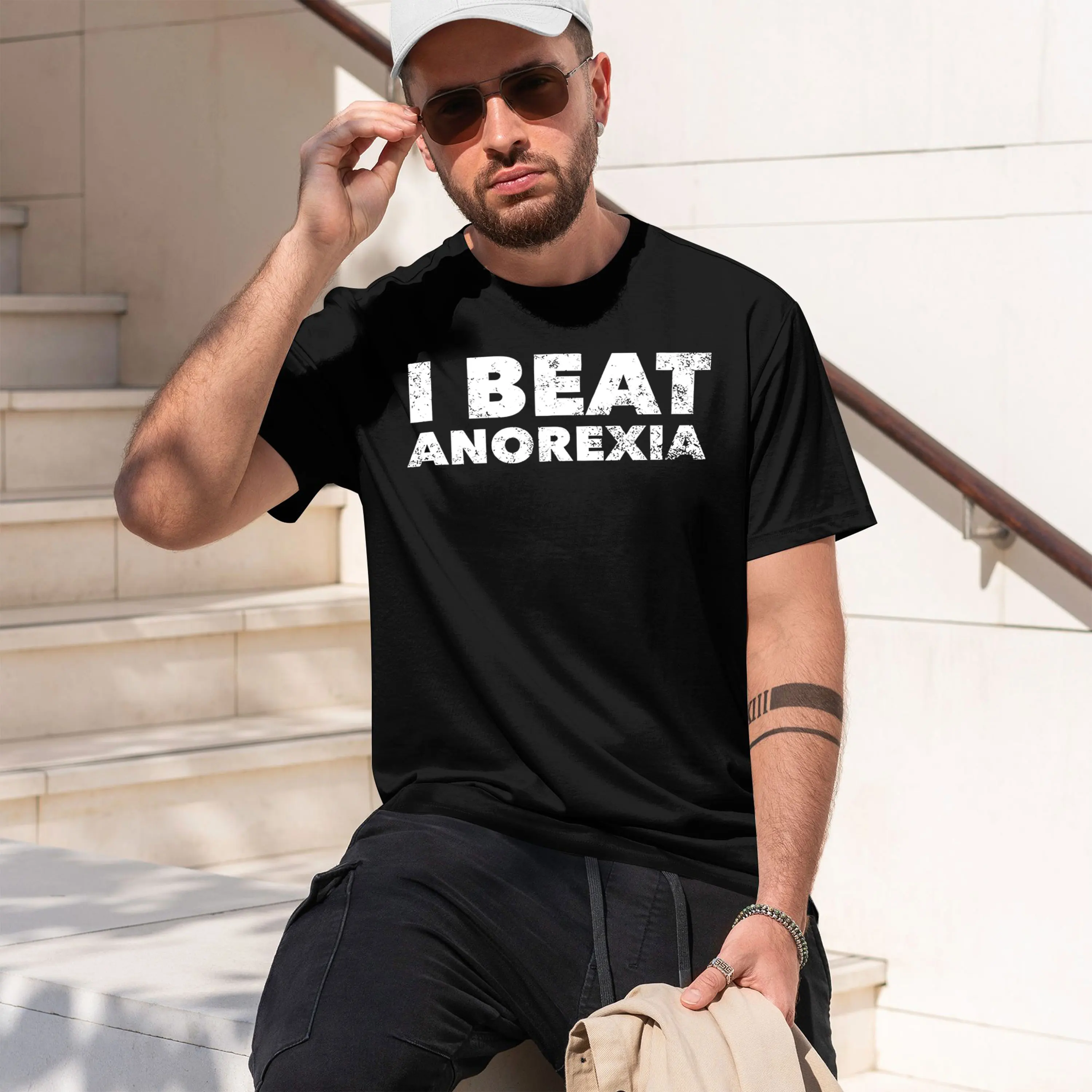 I BEAT ANOREXIA 2026 Nuevo modelo de camiseta de manga corta con cuello redondo para hombre, informal, clásica, en varios colores y tallas para uso diario All-D