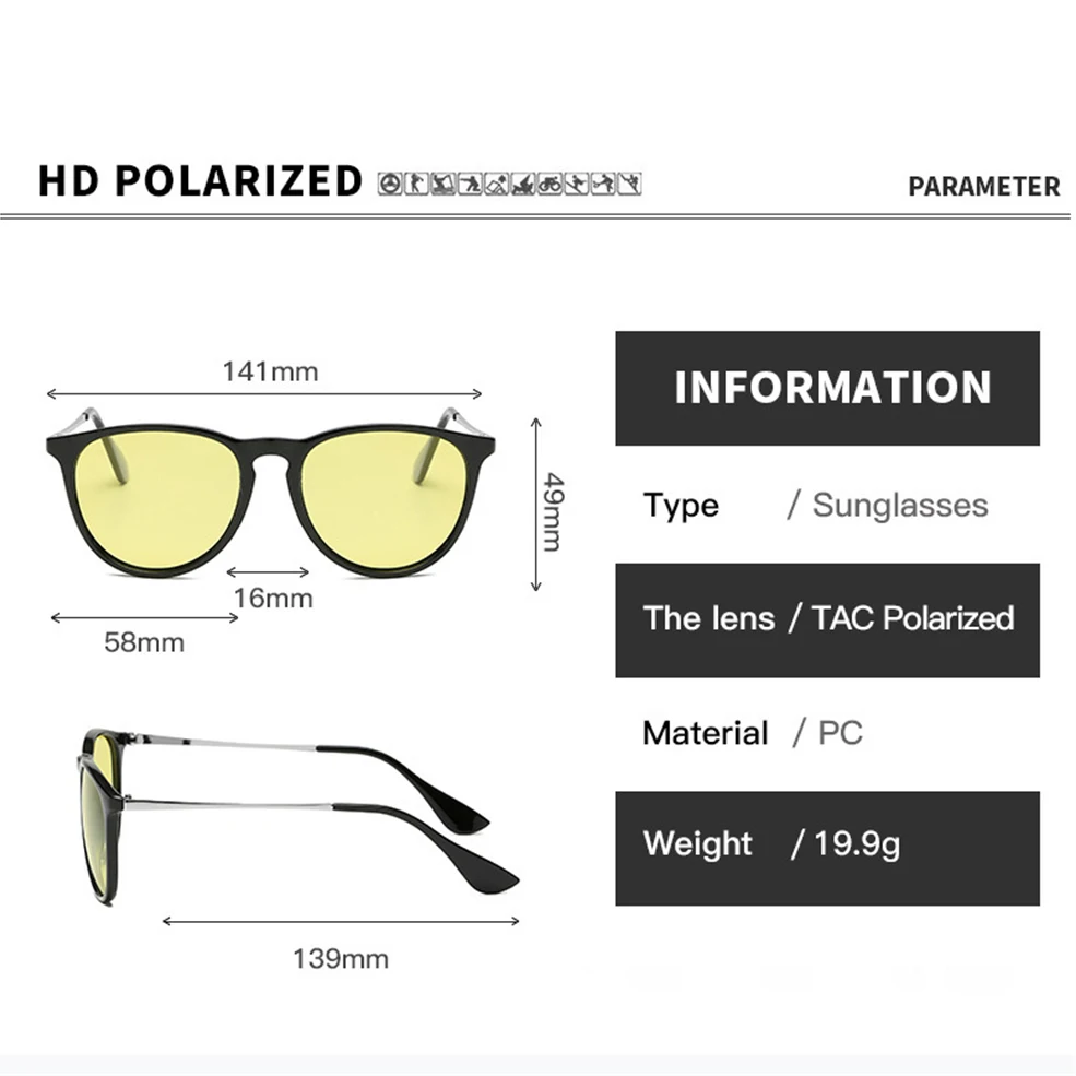 VIVIBEE Photochrome Nachtsichtbrille für dunkles Fahren, für Männer und Frauen, polarisierte Sonnenbrille, UV400, quadratische Farbwechselbrille – Detail 6