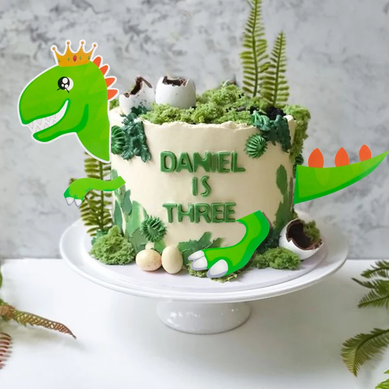 Dinosaur Theme Cake Topper Cartoon Zoo Dinosaur shape Jungle Safari Party Decoration Kids Boy Birthday Party cake Decor Supplies