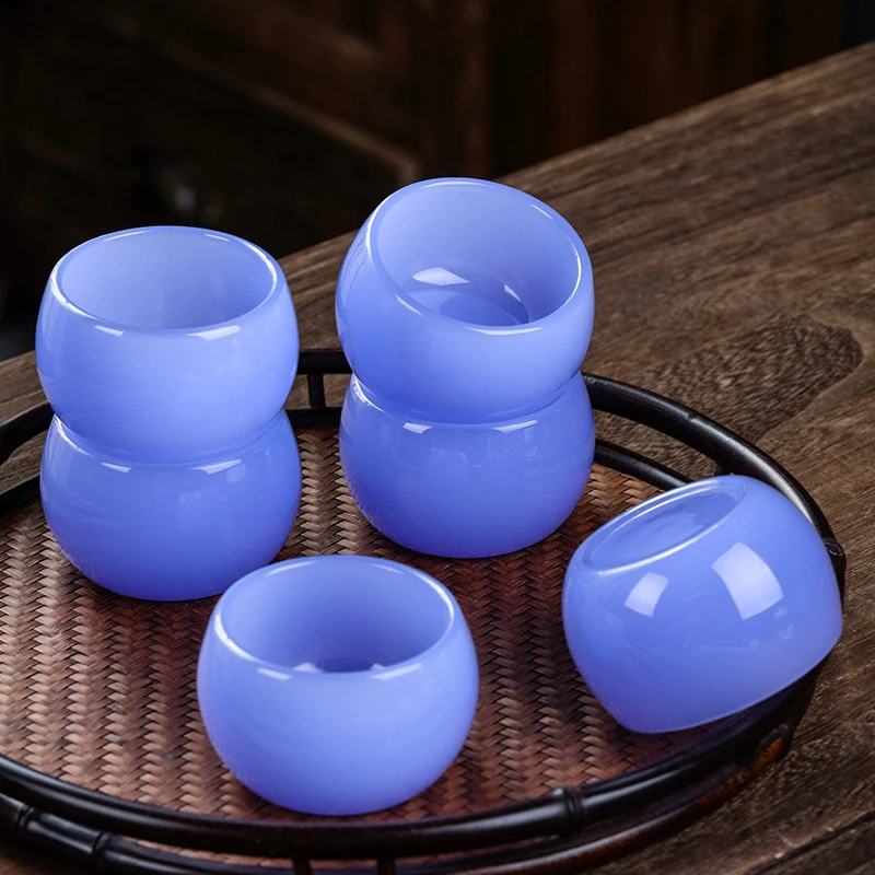 Imperial Purple Jade Porcelain Tea Cup High Quality Glazed Stone Tea Bowl Chinese Style Tea Set Heat-resisting Cup Festival Gift