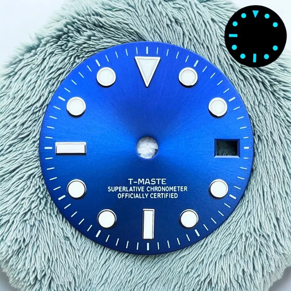 28.5 مللي متر S شعار GMT نيزك الهاتفي مناسبة ل جودة عالية NH34 جنبان حركة الجليد الأزرق مضيئة ساعة تعديل الملحقات