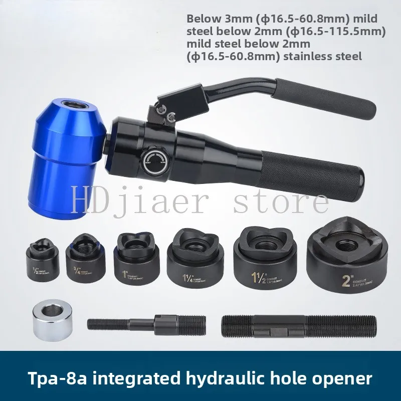 

Manual integral TPA-8 hydraulic universal hole opener, making hole opening on stainless steel plates super easy
