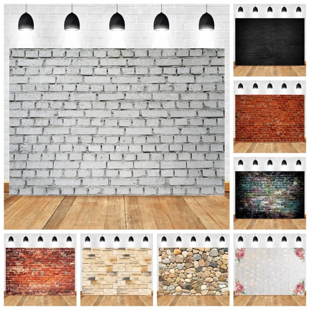 

White Brick Wall Wooden Floor Themed Banner Photography Background, Adult Birthday Party, Home Decoration Photography Background