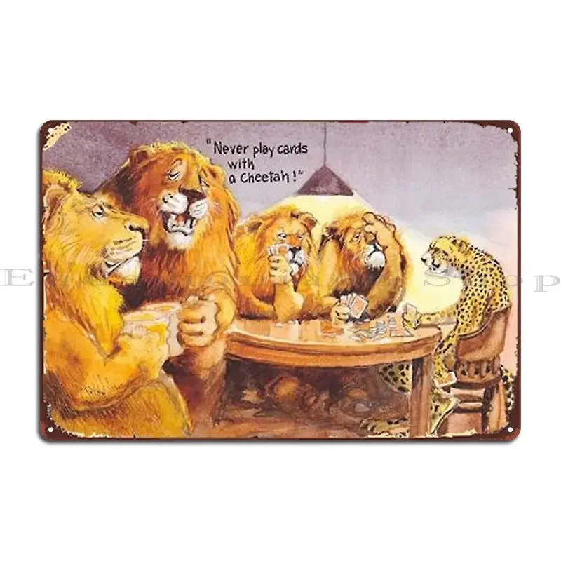Animals Playing Poker Metal Sign Living Room Printed Cinema Party Wall Plaque Tin Sign Poster