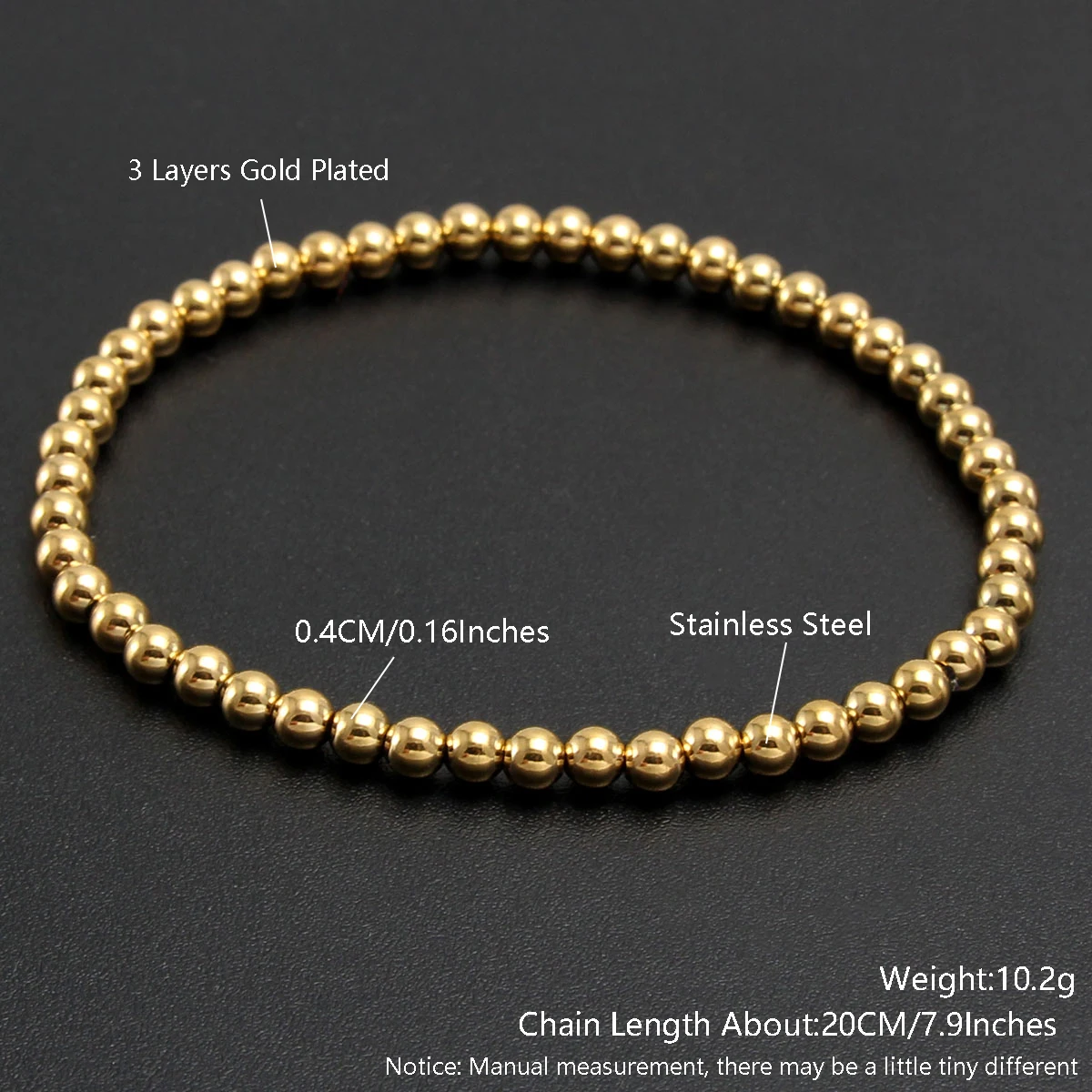 MHS.SUN Trend Stretch Roestvrij Stalen Armbanden Goud Zilver Kleur 2MM 5MM 8MM Gestapelde Bal Kralen Armband voor Vrouwen Mannen Sieraden