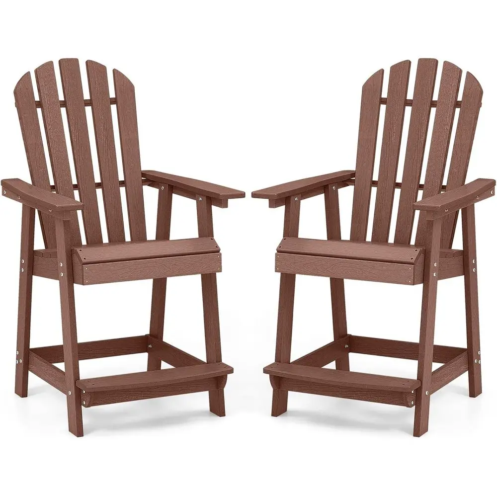 

Weatherproof HDPE Adirondack Chair with Armrest and Footrest, 47 Counter Height Outdoor Bar Stool for Patio, Garden, and Balcony