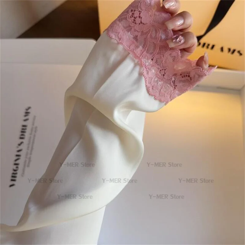 جديد النمط الصيني الدانتيل المرقعة السراويل العليا 2 قطعة منامة فام مثير بيجامة موهير الأميرة نمط المتسكعون ملابس المنزل ملابس النوم