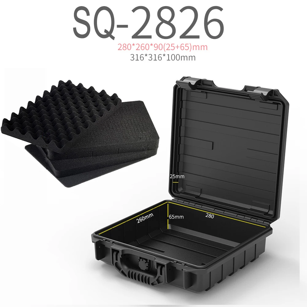 1pc Universal Portable Plastic Tool Box With Foam Insert Waterproof & Shockproof Hard Carrying Case With Pre-cut Sponge