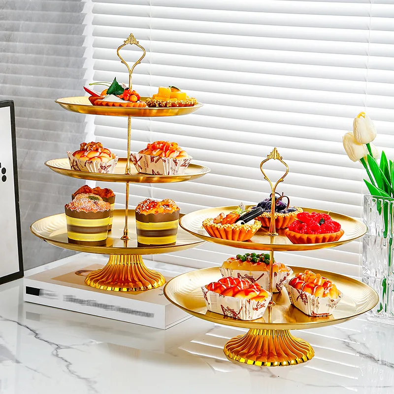

Легкая роскошная тарелка для закусок и фруктов из нержавеющей стали, двухслойная коробка для десертов и конфет