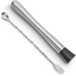 Stainless Steel Cocktail Muddler Set  and Mixing Spoon Home Professional Bar Tool Set  bar accessories home bars for Mojitos