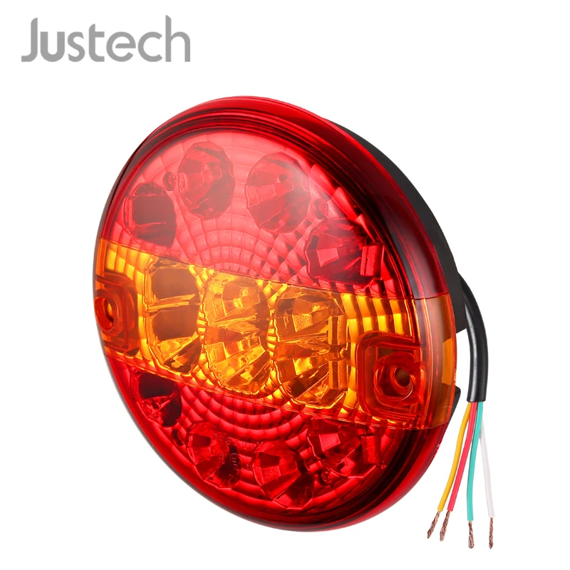 

Justech 2Pcs Waterproof Rear Lights Lamps E-Mark Signal Indicator Brake Number Plate Lights 12V Amber Trailer Truck Tail Lights