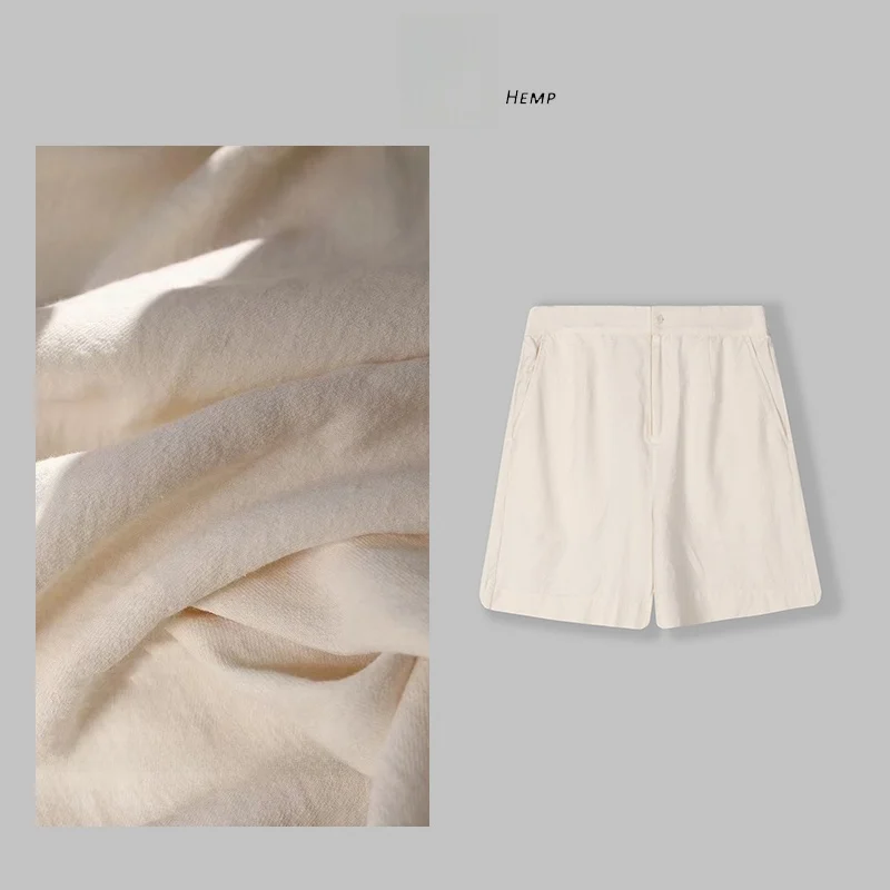 

High-End Linen Straight Leg ort Pants Women's Casual Textured Summer orts Comfortable Breathable High Waist Button Fly