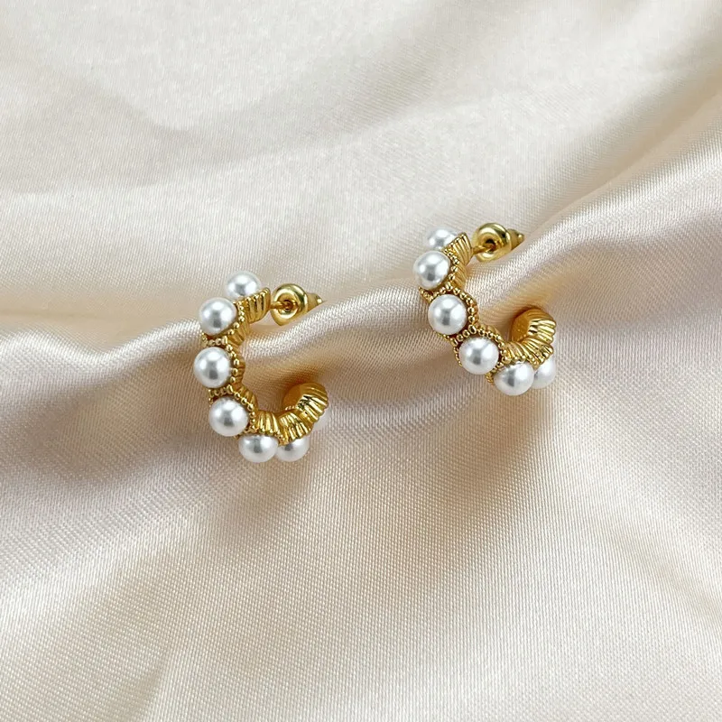 Special-Interest Design High Fashion Pearl Stud Earrings Graceful Online Influencer C- Shaped Pearl Stud Earrings Trendy All-Mat