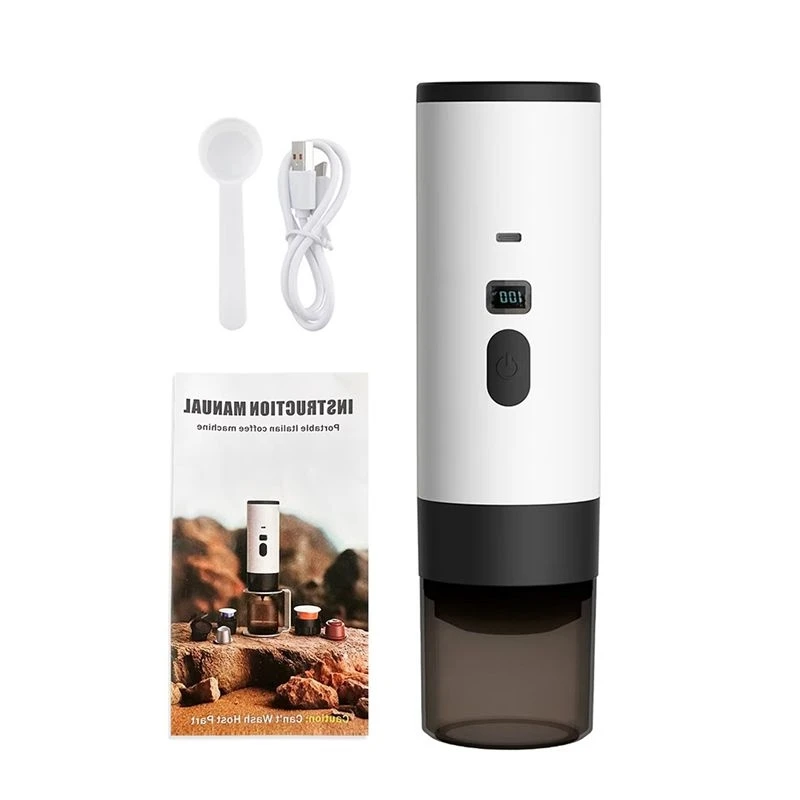 A94E-Portable Espresso Coffee Machine Wireless, Electric For Car Use Compatible With Powder