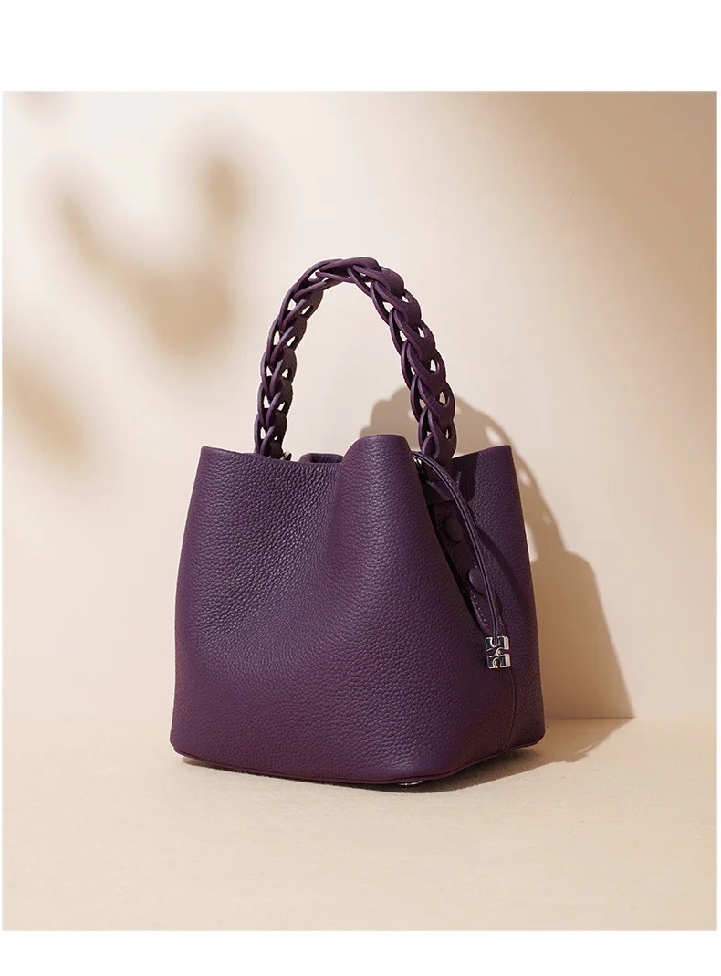 Damen Bucket Bag aus 100% Echtleder, Crossbody Schultertasche, Modische Designer-Shopper-Tasche, Trendige Marken-Handtasche – Detail 5
