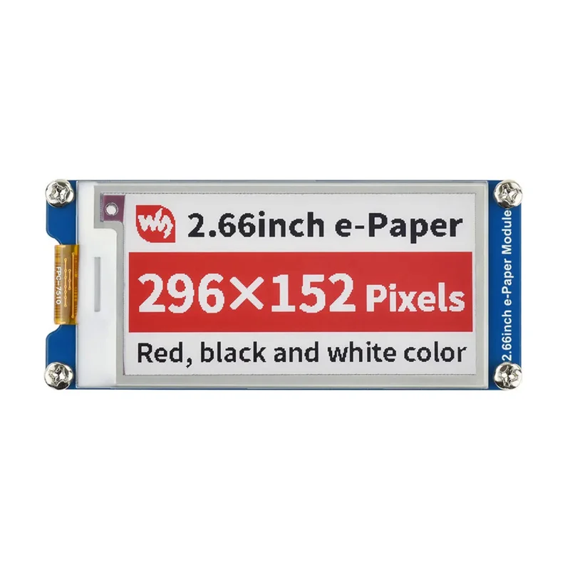 

Waveshare 2.66inch E-Paper E-Ink Display Module (B), 296×152 Pixels, Red / Black / White Three-Color, SPI Interface