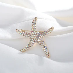 Starfish Brooch Full Rhinestone White AB Color Blue Animal Starfish Brooch Ladies Brooch Lapel Pin Jewelry Accessories