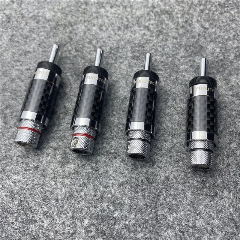 Furutech-バナナコネクタ,溶接なし,カーボンファイバー,hifiオーディオアダプター,スピーカーケーブル,7mm, 4個