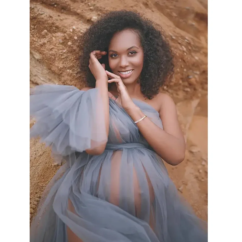 Vestido de casamento nupcial malha sexy para mulheres grávidas, estúdio fotografia, estilo