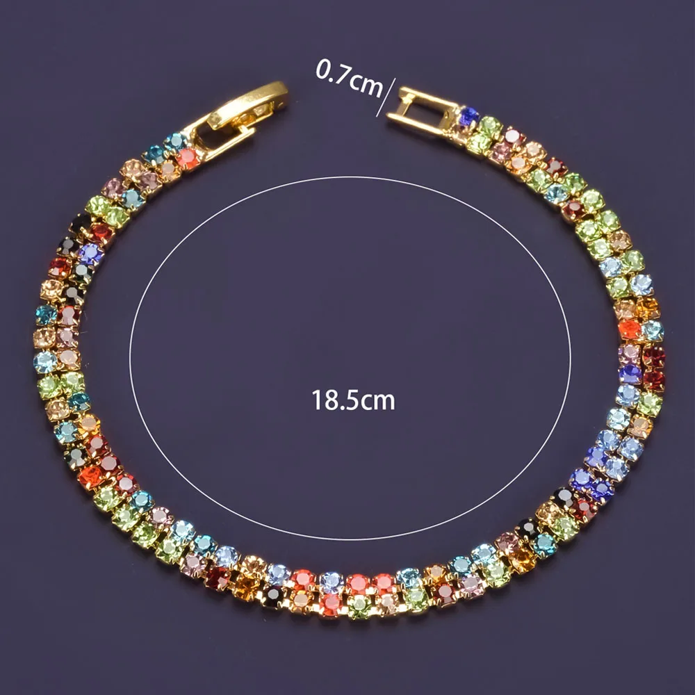 Tennis Bracelet for Women Colored Pulseira Mujer Gold Plated Bracciali Donna Double Row Cubic Zirconia Pulseras Mothers Day Gift