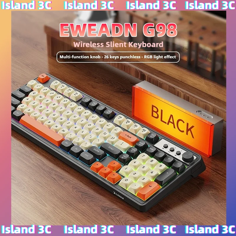 

EWEADN G98 игровая офисная бесшумная перезаряжаемая клавиатура с радужной подсветкой, 2 режима USB, проводной компьютер, аксессуары для ноутбуков, киберспорта, подарок
