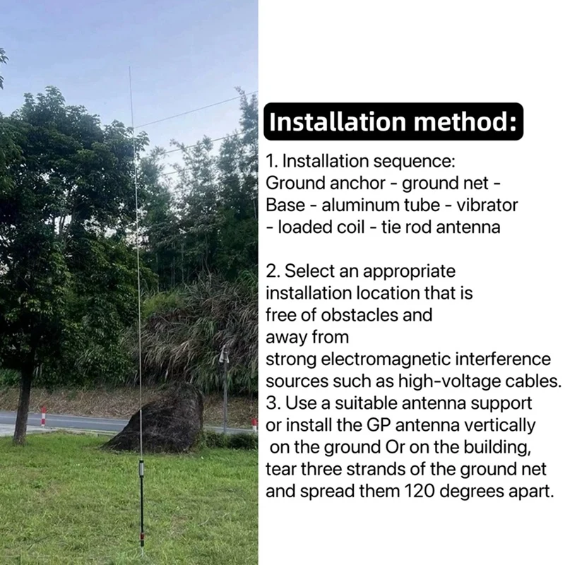 3.5-50Mhz 80M-6M 10 Band 100W  Shortwave GP Antenna Outdoor Shortwave Antenna For  Shortwave Radio