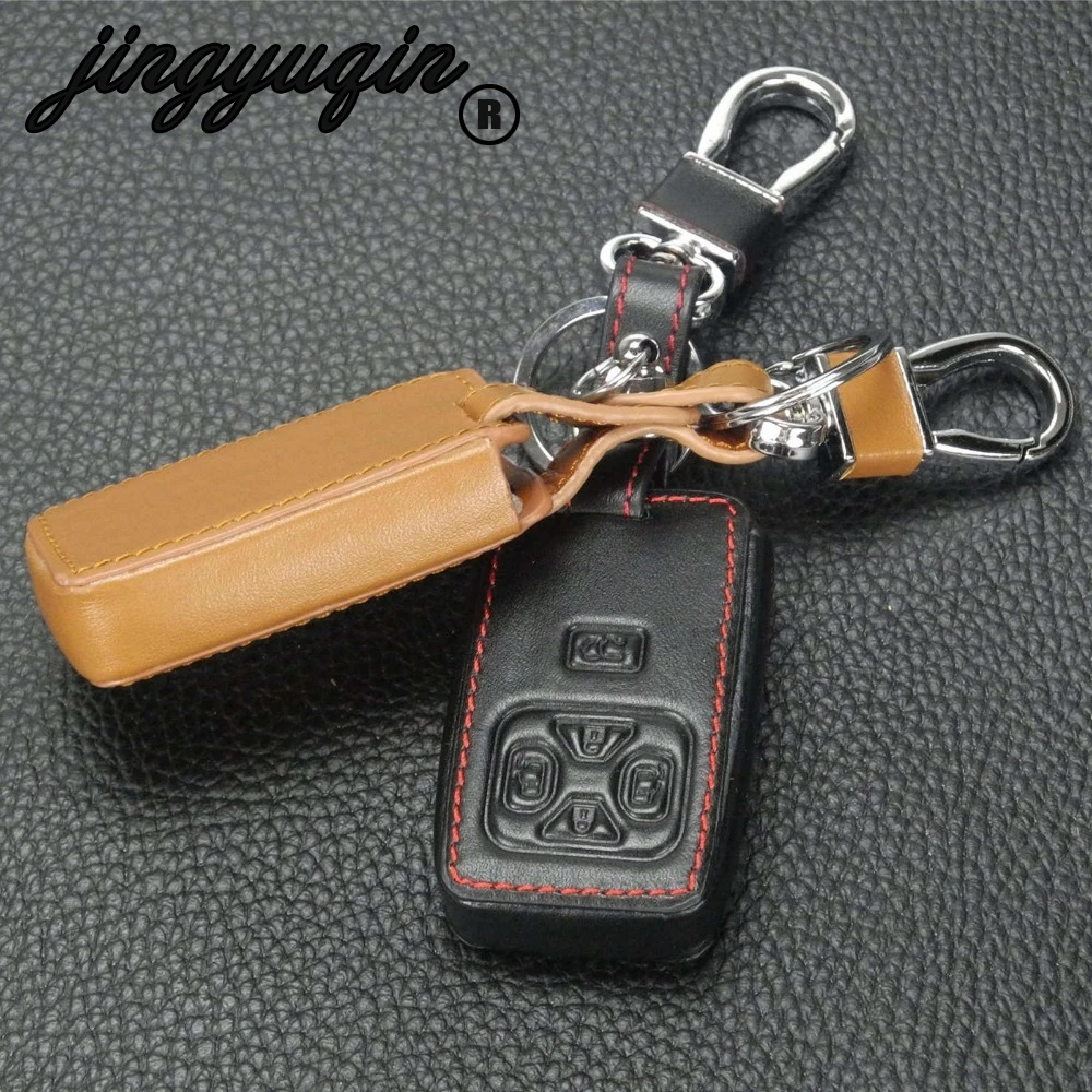 jingyuqin 5 Buttons Keyless Remote Smart Leather Case For Toyota Previa Alphard Prius Smart Protector Key Case Holder Bag